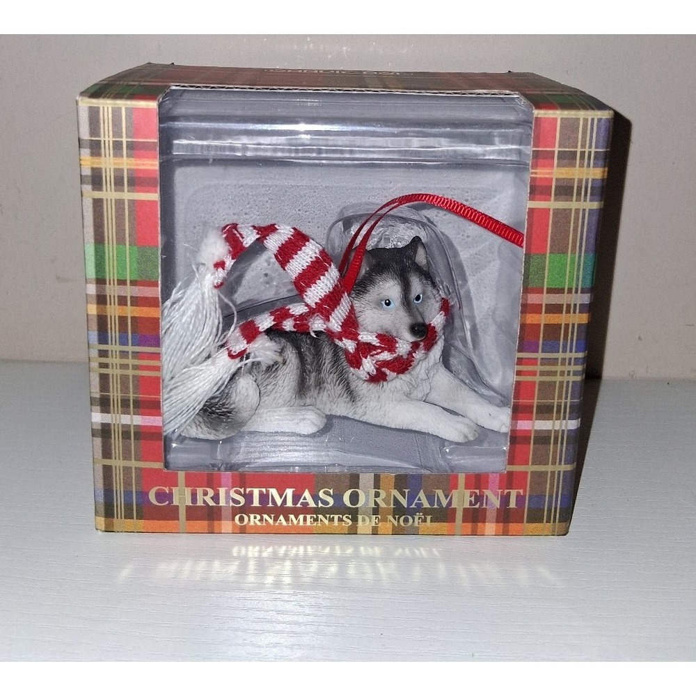 Sandicast Siberian Husky Christmas Ornament Blue Eyes Dog Ornament NIB